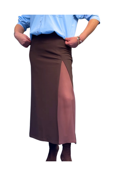 MORE MOSS Women's Tulle Detailed Midi Skirt