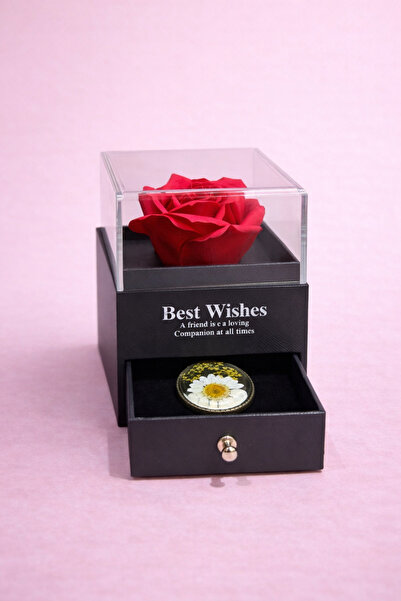 Best wishes Sonsuz Gül ve Gerçek Papatyalı Kolye Hediye Kutusu – Çekmeceli Öz...