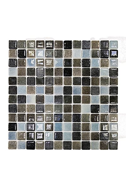 MozaiKristaL Tüm yüzeyler için 25x25mm. Gri Mix. 31.5x31.5cm Fileli Cam Mozai...