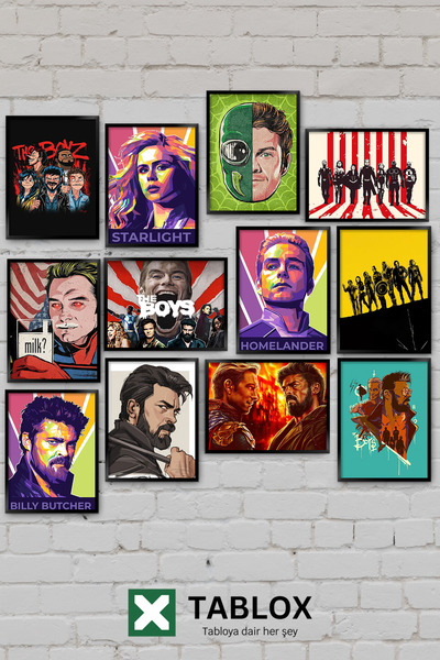 TABLOX 12 Parça The Boys Homelander Süper Kahraman Mizah Aksiyon Dizi Dekorat...