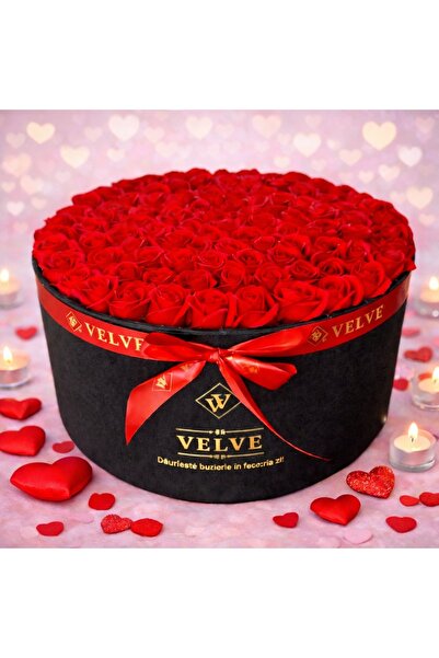 velve Floral arrangement 101 soap roses, in a gift box with personalized gree...