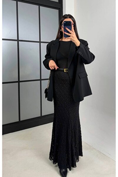 MODA Kadın Maxi Boy Full Astarlı Dantel Etek