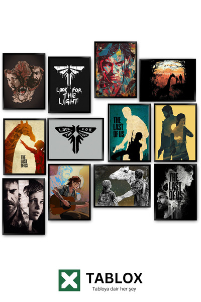 TABLOX 12 Parça The Last of Us Joel Ellie Zombi Hayatta Kalma Dizi Oyun Dekoratif MDF Tablo Seti Duvar