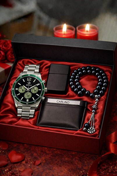 S.POLO HEDİYELİK KUTULU ERKEK KOL SAATİ ÇAKMAK KARTLIK TESPİH BİLEKLİK SEVGİL...