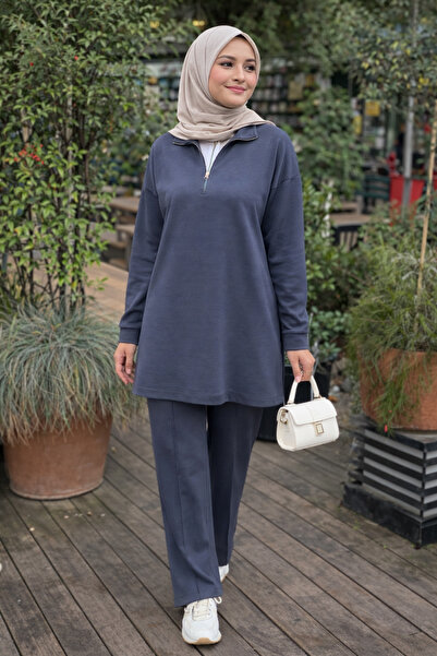 garantimoda Half-Zipper Hijab Tunic Pants Set