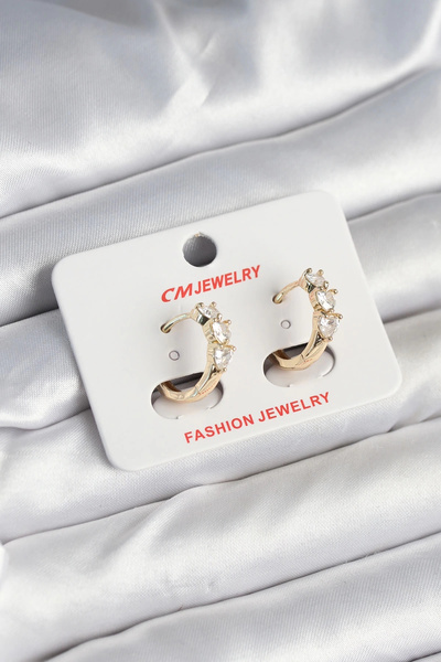 Clariss مي للواردات ®   أقراط نسائية من النحاس باللون الذهبي على شكل قلب مرصع...