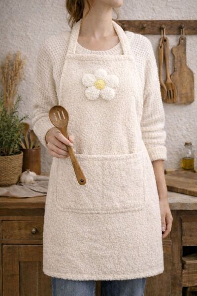 Cherry Bloom Cotton Papatyalı Bohem Teddy Mutfak Önlüğü