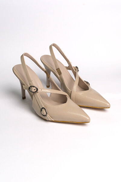 Diardi Women's Pointed Toe Classic Heeled Shoes with Buckle Accessory Detail