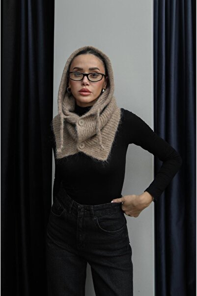 Havoş Вовняна балаклава з капюшоном і ґудзиками Camel