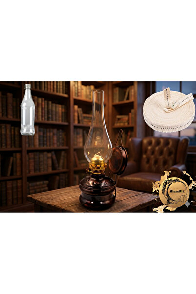 meandme %100 Saf Bakır Gaz Lambası 33 cm – 500 ml Gaz Yağı ve 50 cm Yedek Fit...