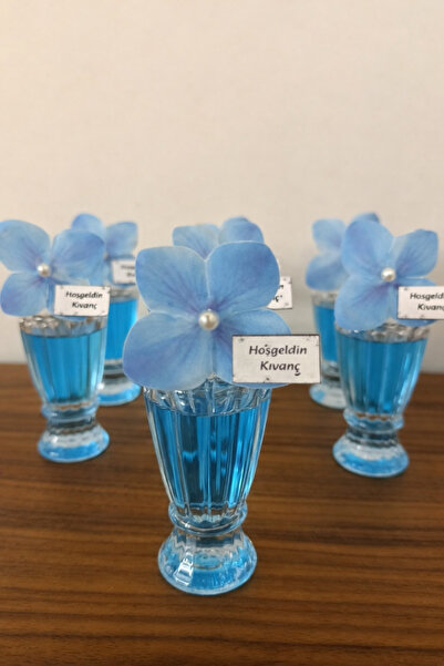 Florena Design Hediyelik Kolonya 30’lu | Mavi Çiçek Süslemeli | Yeni Doğum Ba...