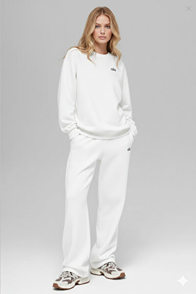 NİCE Дамски комплект от бяла широка блуза и панталони с широки крачоли