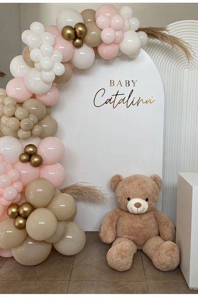 MERİ PARTİ Boho Baby Shower 100 Adet Balon Seti – Gold Detaylı Konsept Dekor ...