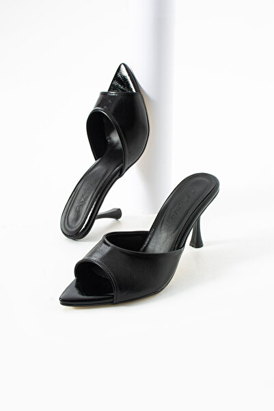 MUFUMA Kadın Siyah Sivri Burun Topuklu Ayakkabı