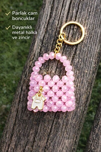 kaya ve demir El Yapımı Cam Boncuk Mini Çanta Anahtarlık – Renkli Tasarım ( 5...