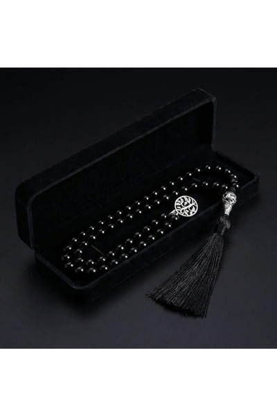 Generic Luxury prayer beads made of natural black tourmaline - 108 beads - 8m...