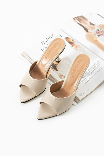 MUFUMA Women's Beige Pointed Toe Heeled Shoes