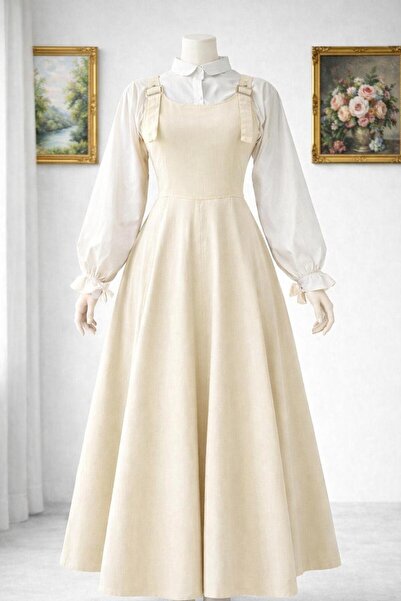 Nirva Butik Krem Gabardin Tesettür Jile