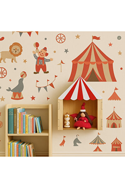 Boncukafası Sirk Temalı Ahşap Duvar Rafı – Çocuk Odalarına Masalsı Dokunuş