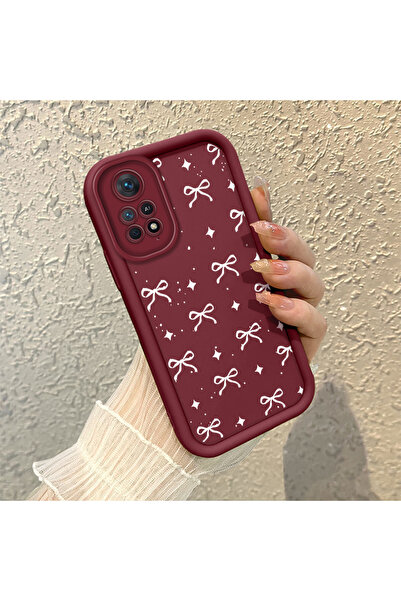 SLIMFELT Redmi Note 11 Pro 4G Uyumlu Trendy Kaliteli Bordo Renk Kurdele Silik...