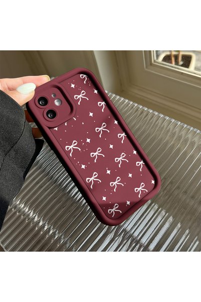 SLIMFELT Redmi 13C Compatible Trendy Quality Burgundy Color Ribbon Silicone Case Shock-Absorbing Protection