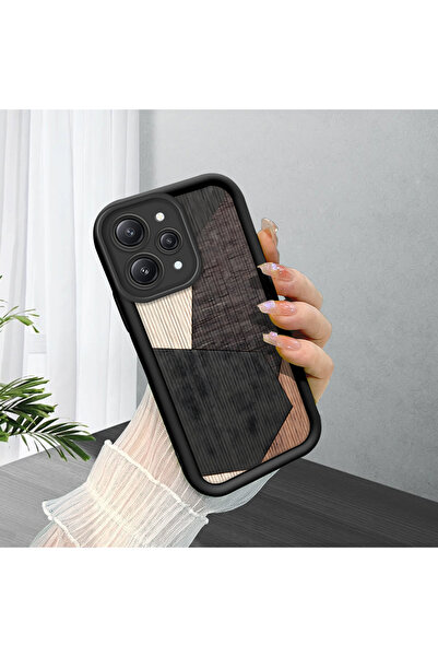 CASEVIBE Redmi 12 4G Uyumlu, şık kaplama ahşap desenli silikon telefon kılıfı