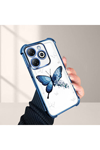 SLIMFELT Tecno Spark Go 2024 Uyumlu Kelebek Baskılı Şeffaf Silikon Darbe Emic...