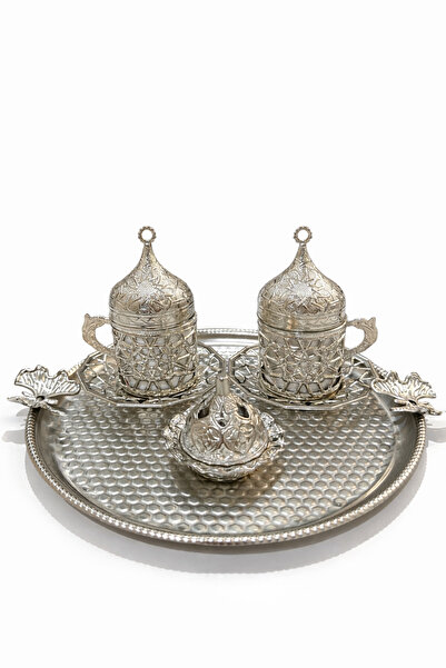 BAKIR Döküm İkili Türk Kahvesi Sunum Seti Tepsili