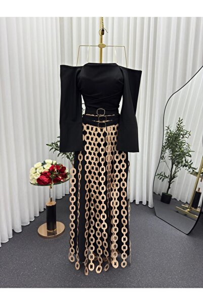 Sondos Fashion Chain Black elegant evening dress