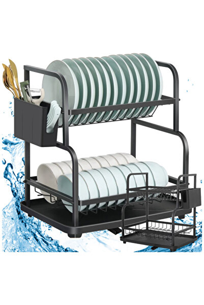verk group Διπλό ράφι στεγνώματος πιάτων, δίσκος και οργανωτής για μαχαιροπίρ...