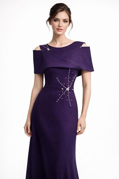Sondos Fashion Royal evening dress in dark purple
