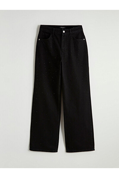 LC Waikiki Özmarka Yeni Sezon Taş Detaylı Wideleg Kadın Jean Pantolon