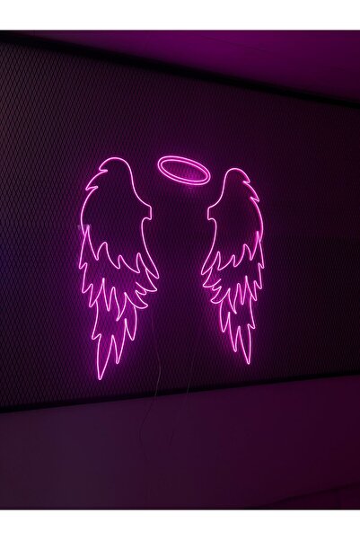 Prime Neon Melek Kanası Neon Tabela Dekoratif Aydınlatma Renk Pembe Kanat Boy...