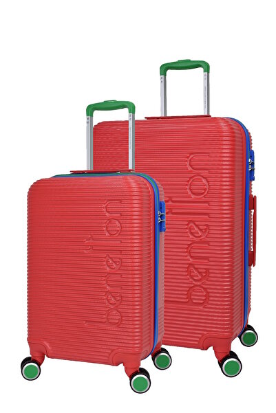United Colors of Benetton Lüx Abs 2'li Valiz Seti Orta Boy - Kabin Boy Kırmız...