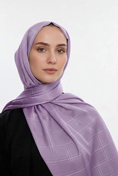 Mizalle & YAQA Kare Desen Jakarlı Lila Şal