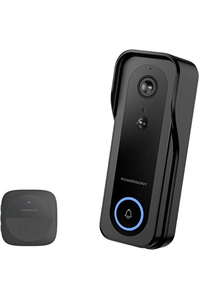 Powerology جرس باب ذكي بكاميرا بالأشعة تحت الحمراء 3 ميجابكسل، سعة 265 جيجابا...