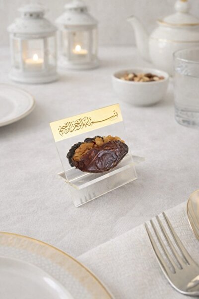 VİP19 ATÖLYE Hurmalık 6 adet besmele yazılı pleksili Ramazan sofrası hurma ra...