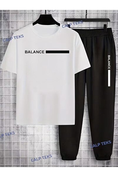 CALP TEKS Line Balance Printed Top and Bottom Set (T-Shirt and Rubberized Tra...