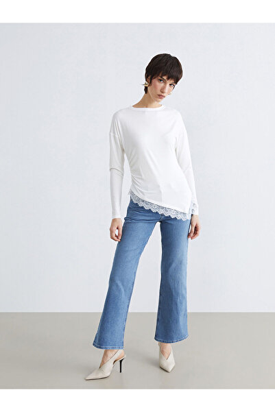 LC Waikiki Blue High Waist Wideleg Women's Jean Pants