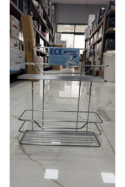 Ece Metal Alara Serisi 2 Katlı Krom Şampuanlık Banyo Rafı Banyo Düzenleyici