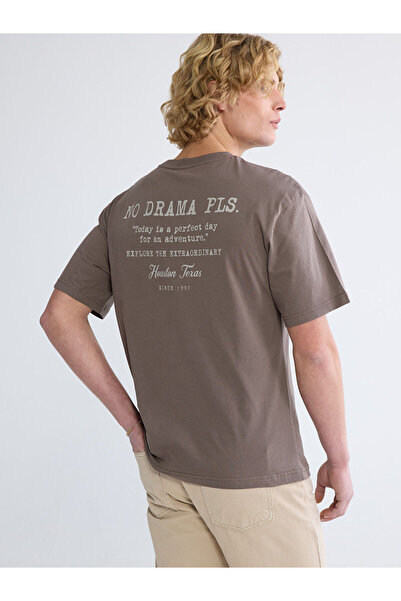 LC Waikiki Ανδρικό μπλουζάκι Özmarka New Season Crew Neck Text με τύπωμα