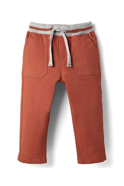 Babyhug Twill Woven Full Length Solid Trouser With Stretch - Rust Orange