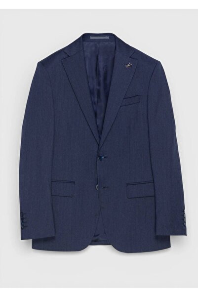 Ramsey Light Navy Blue Plain Modern Fit 100% Wool Suit