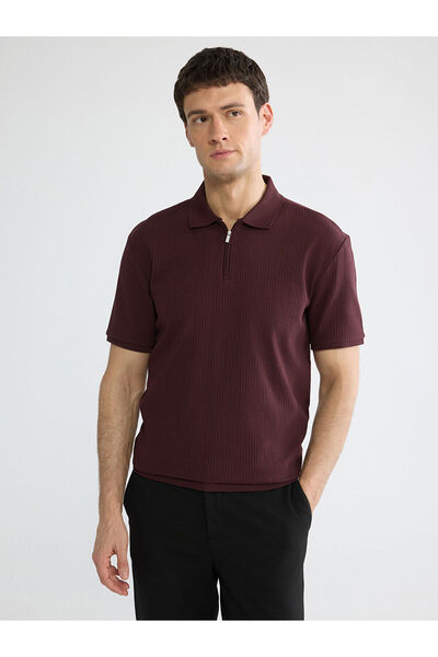 LC Waikiki Bordo Polo Yaka Fitilli Erkek Triko Tişört