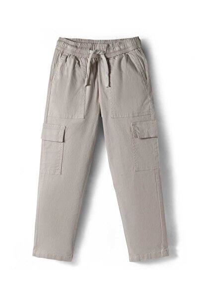 Pine kids بنطال قطني منسوج من الإيلاستين، بلون موحد، بطول كامل، مزود بجيوب جا...