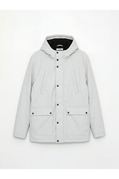 LC Waikiki Gray Standard Fit Hooded Men's Coat