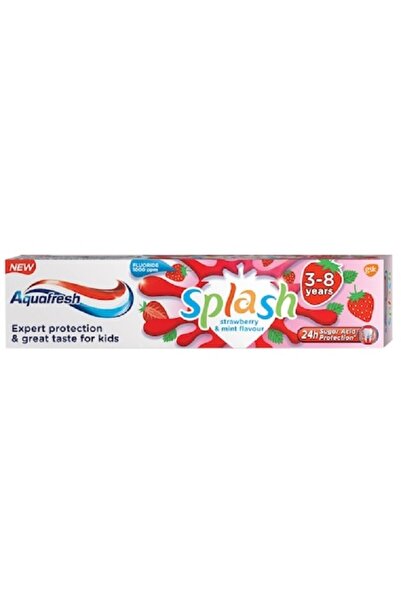 Aquafresh Set 4 x Pasta de Dinti Copii Splash Strawberry 3-8 Ani, 50 ml