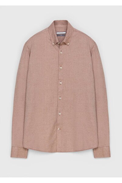 Ramsey Brown Plain Regular Fit Woven Casual 100% Cotton Shirt