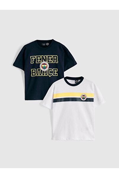 LC Waikiki Tricou alb Fenerbahçe cu imprimeu pentru băieți, pachet de 2