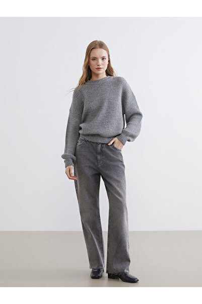 LC Waikiki Gray Straight Fit Women's Jean Trousers